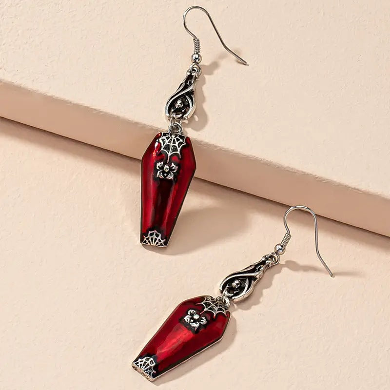 Red Bat Spider Earrings