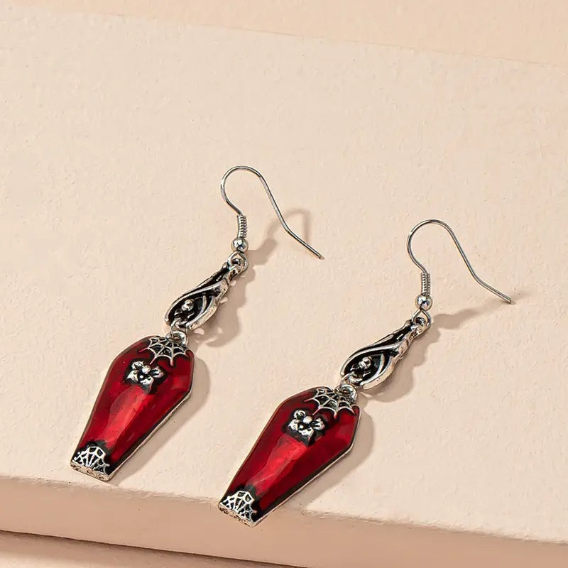 Red Bat Spider Earrings