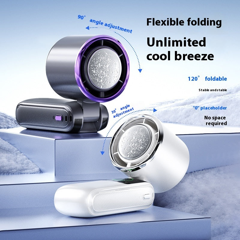 New Ice Pack High-Speed Handheld Electric Fan Speed Adjustable Folding Mini Fan Portable Outdoor Hanging Neck Small Fan