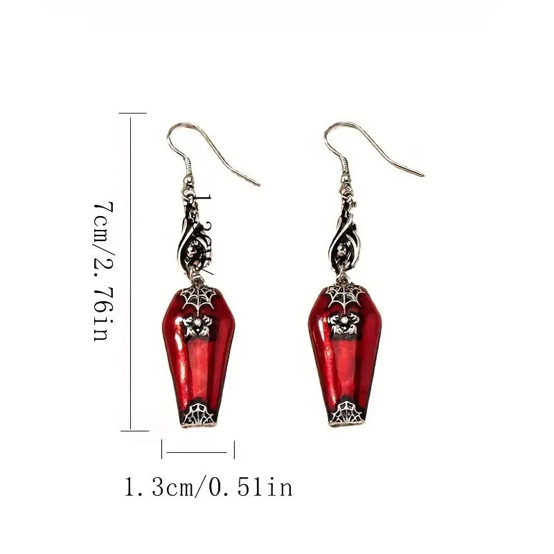 Red Bat Spider Earrings