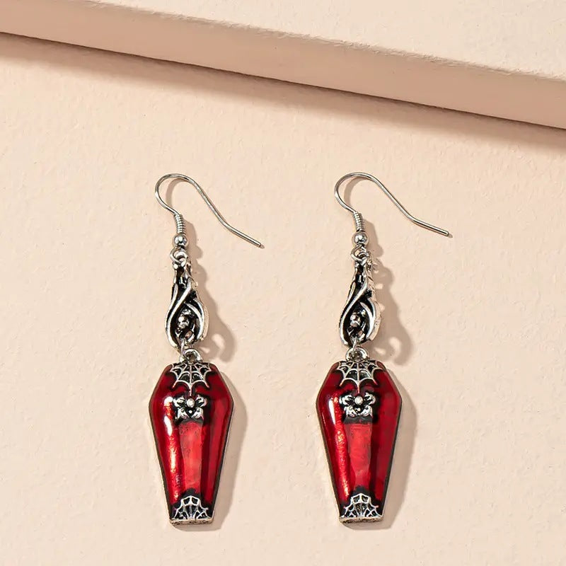 Red Bat Spider Earrings