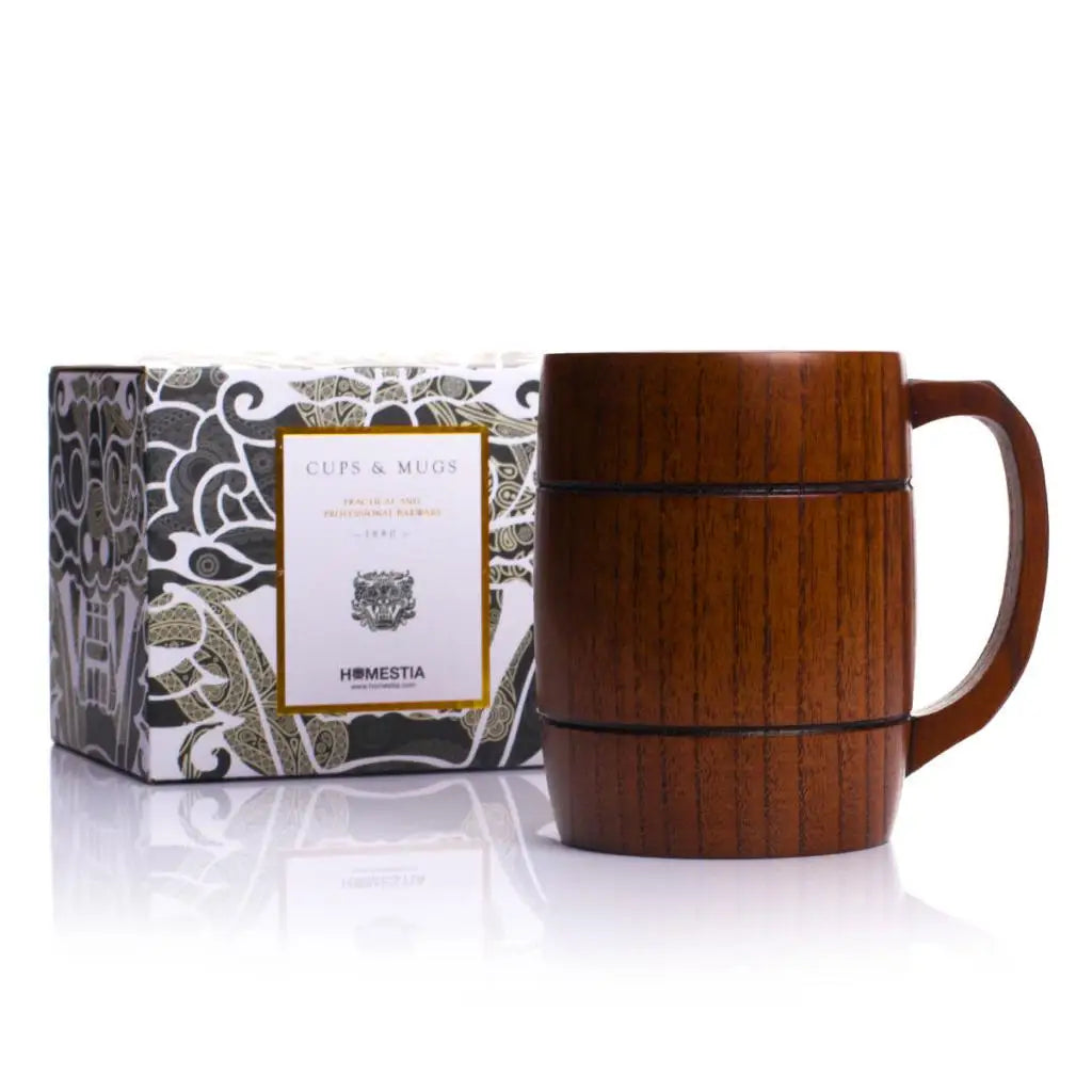 Rustic Wooden Mug – 100–300ml Barrel Tankard for Tea, Coffee & More | Vintage Drinkware for Home