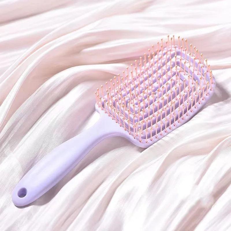 Elastic Hollow Out Massage Hair Comb – Detangling Brush for Fast Blow Drying & Scalp Stimulation, 1Pc Styling Tool