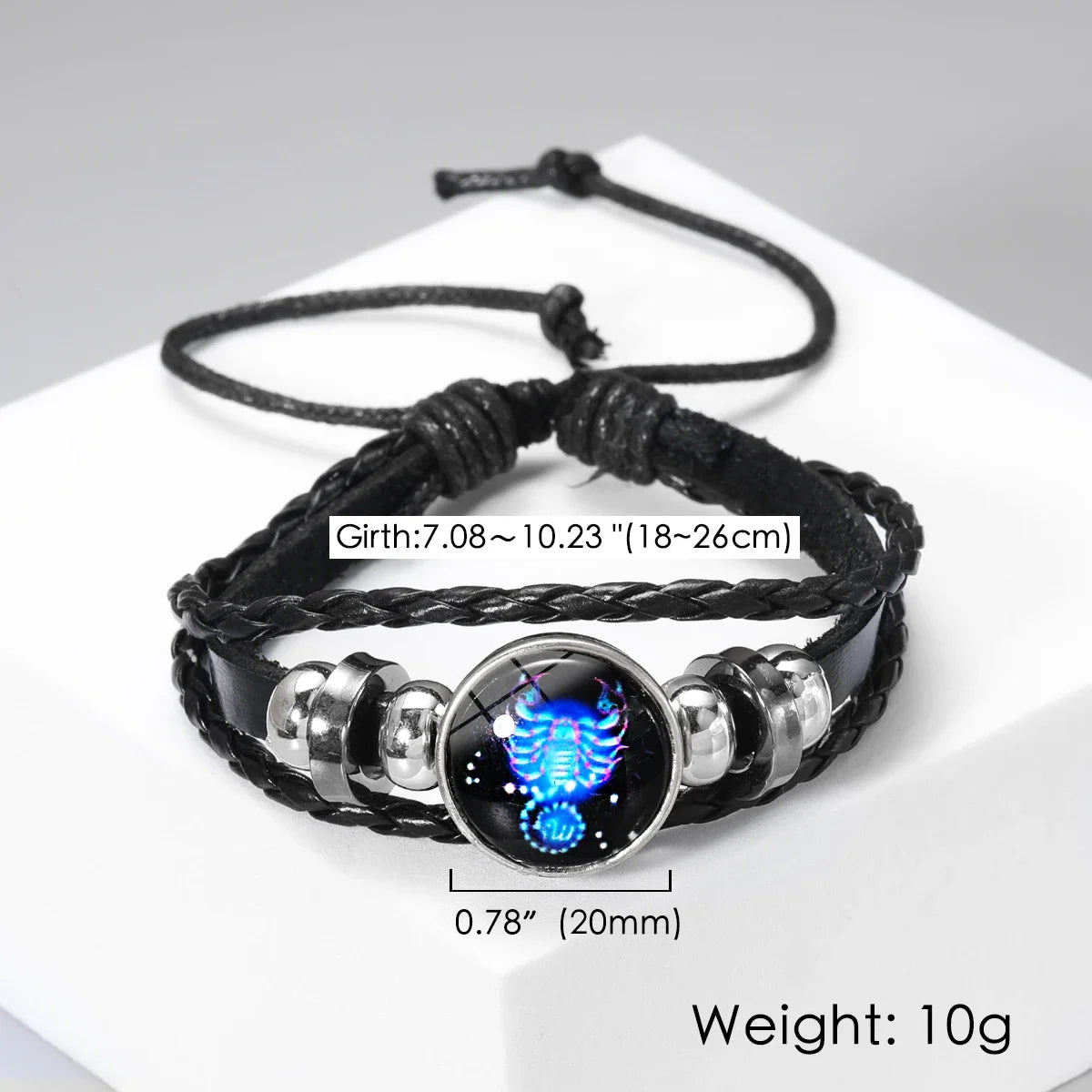 Zodiac Sign Leather Wrap Bracelet – 12 Constellations Luminous Charm for Men & Women | Vintage Birthday Gift