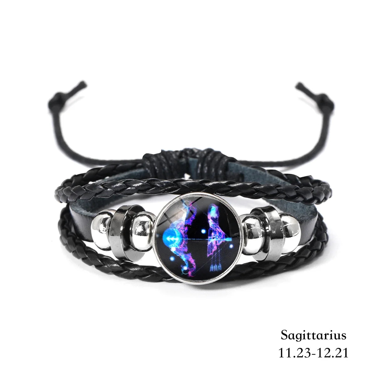 Zodiac Sign Leather Wrap Bracelet – 12 Constellations Luminous Charm for Men & Women | Vintage Birthday Gift