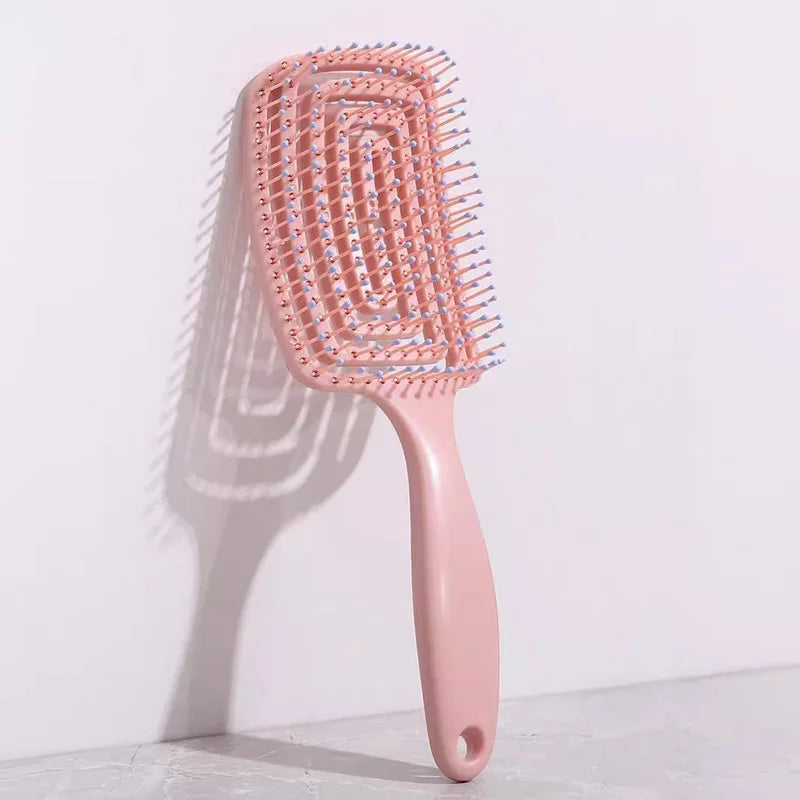 Elastic Hollow Out Massage Hair Comb – Detangling Brush for Fast Blow Drying & Scalp Stimulation, 1Pc Styling Tool
