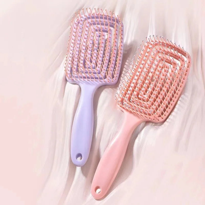 Elastic Hollow Out Massage Hair Comb – Detangling Brush for Fast Blow Drying & Scalp Stimulation, 1Pc Styling Tool