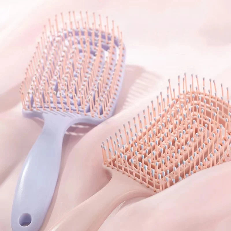 Elastic Hollow Out Massage Hair Comb – Detangling Brush for Fast Blow Drying & Scalp Stimulation, 1Pc Styling Tool