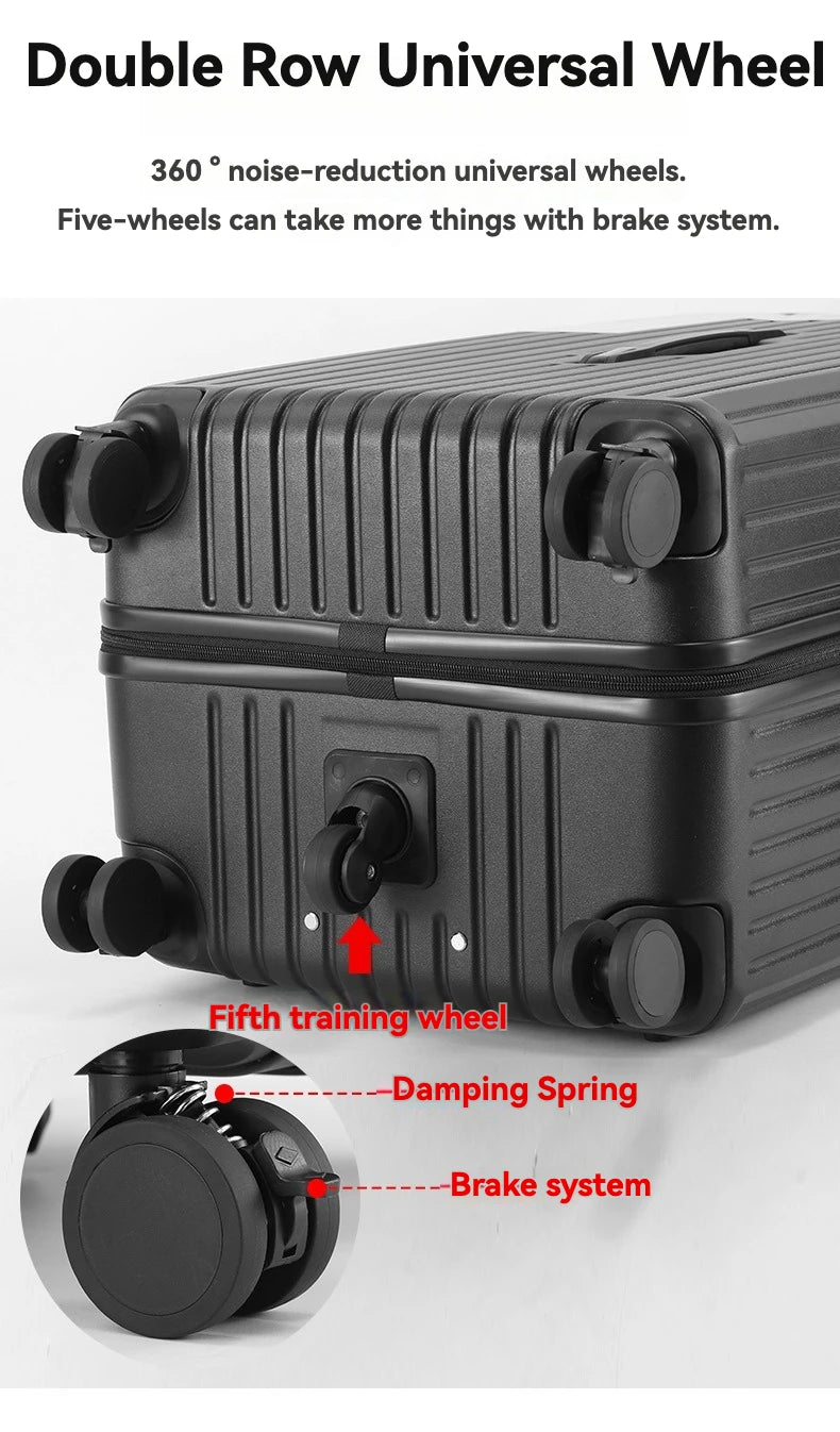 Smart Carry-On Luggage with USB Charging & Cup Holder – 20/24/26/28” Travel Suitcase
