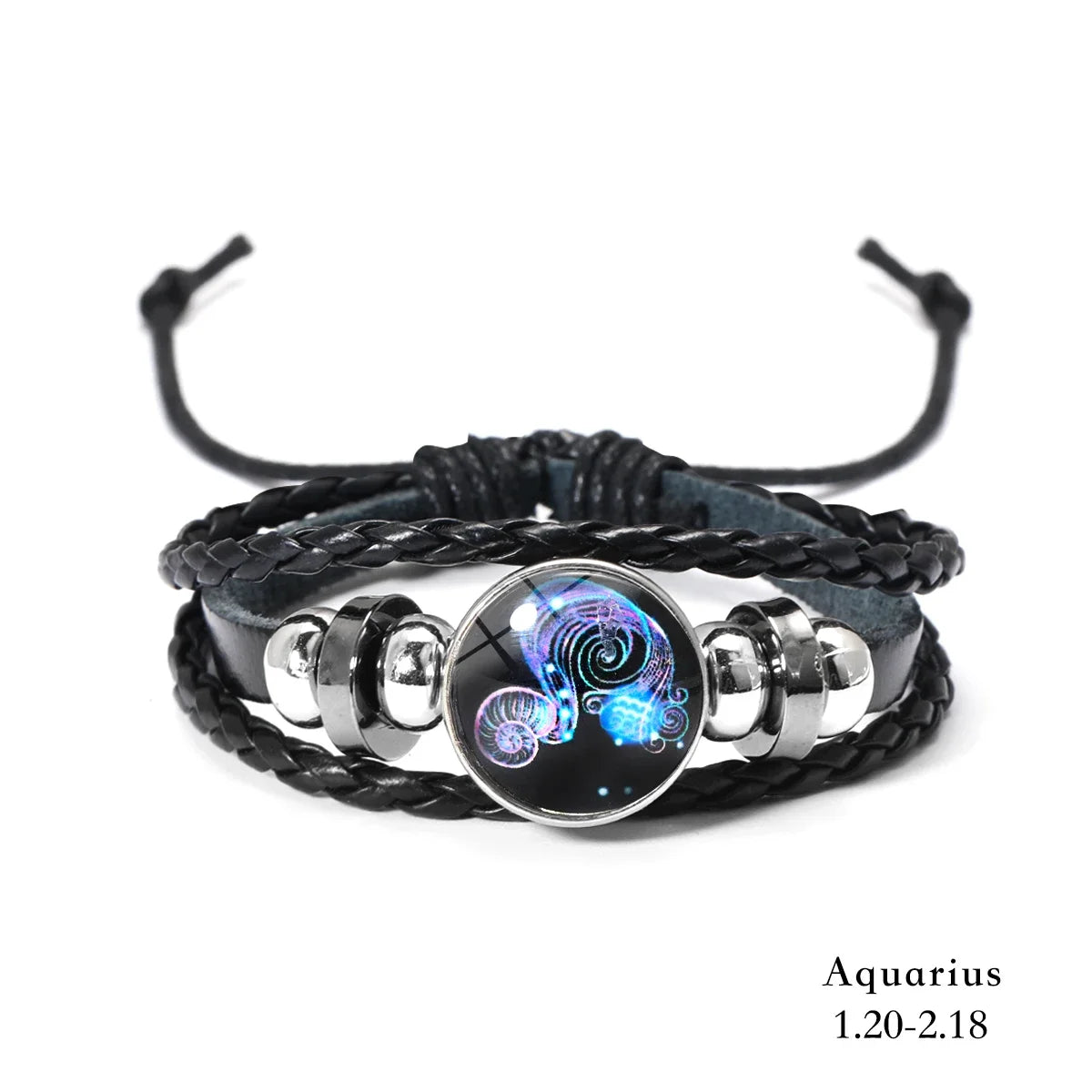 Zodiac Sign Leather Wrap Bracelet – 12 Constellations Luminous Charm for Men & Women | Vintage Birthday Gift