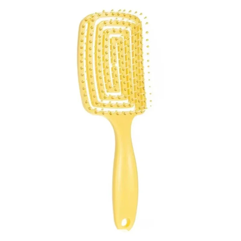 Elastic Hollow Out Massage Hair Comb – Detangling Brush for Fast Blow Drying & Scalp Stimulation, 1Pc Styling Tool