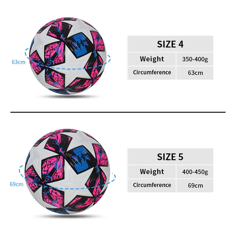 Professional Size 4 & 5 Seamless PU Soccer Ball – High-Quality Match & Training Football for Outdoor Sports