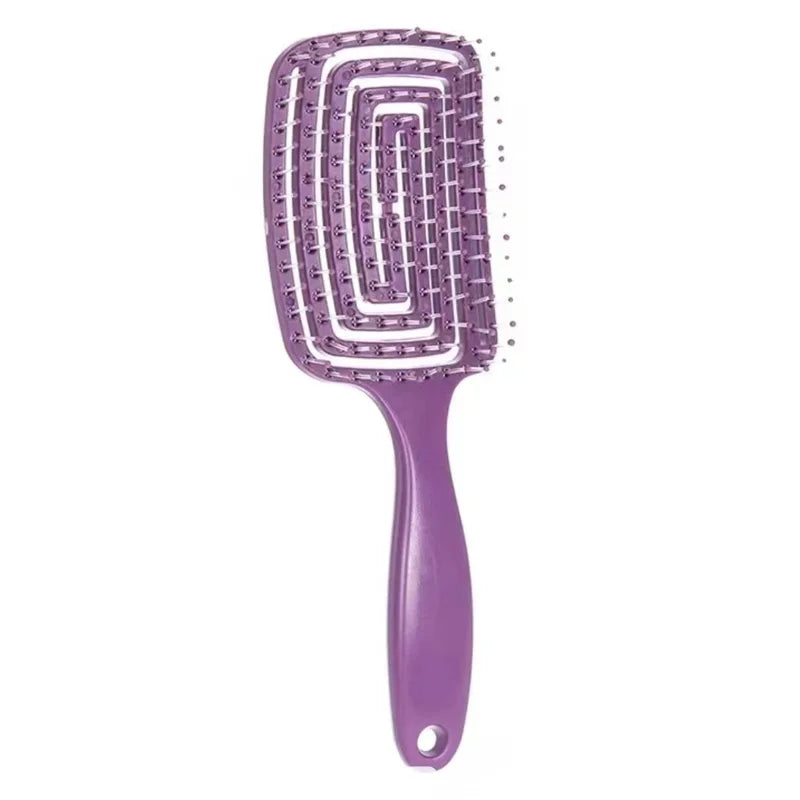 Elastic Hollow Out Massage Hair Comb – Detangling Brush for Fast Blow Drying & Scalp Stimulation, 1Pc Styling Tool