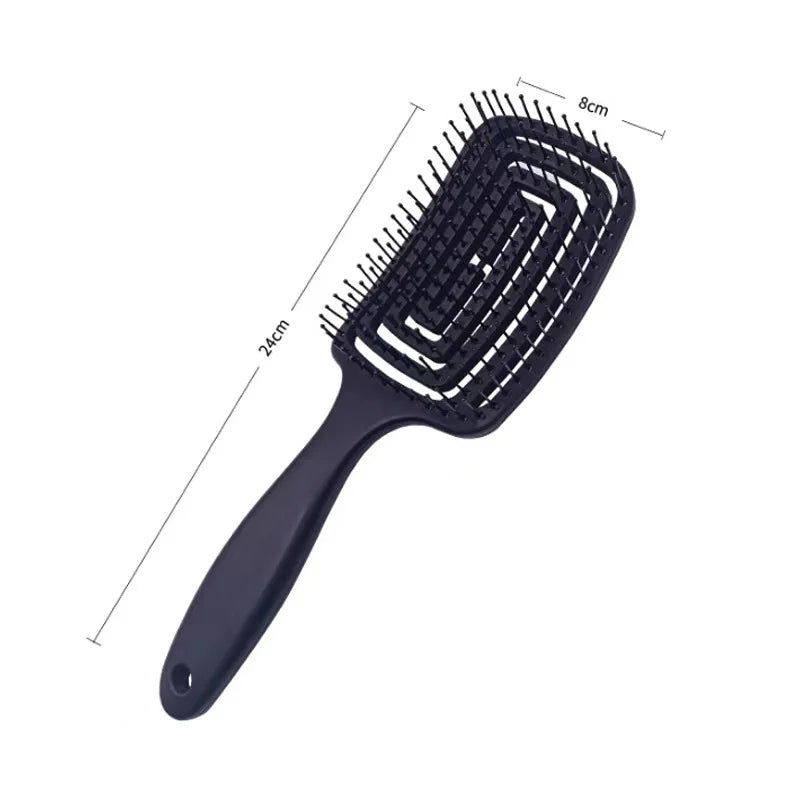 Elastic Hollow Out Massage Hair Comb – Detangling Brush for Fast Blow Drying & Scalp Stimulation, 1Pc Styling Tool
