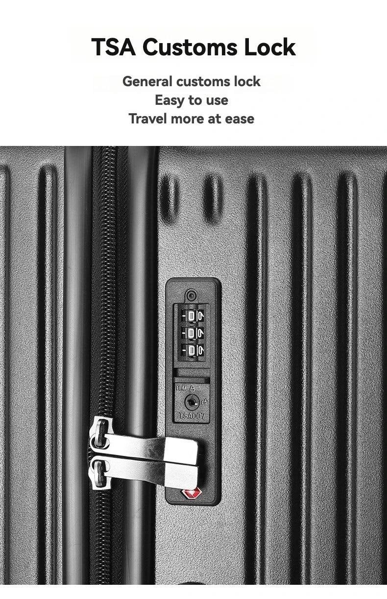 Smart Carry-On Luggage with USB Charging & Cup Holder – 20/24/26/28” Travel Suitcase