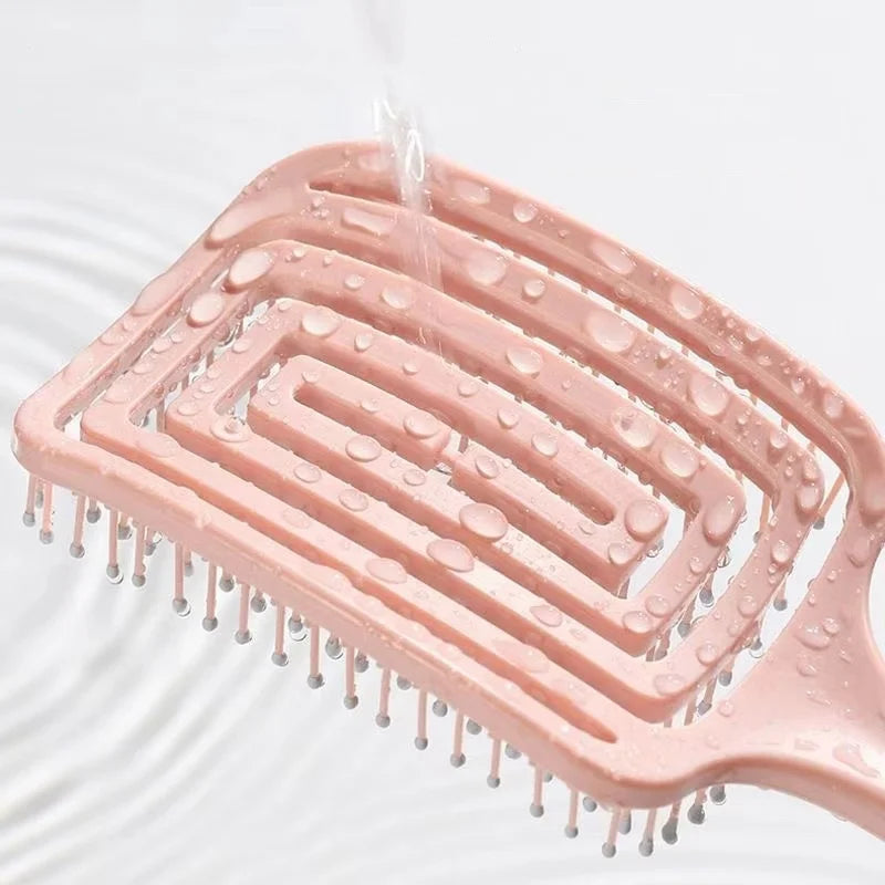 Elastic Hollow Out Massage Hair Comb – Detangling Brush for Fast Blow Drying & Scalp Stimulation, 1Pc Styling Tool