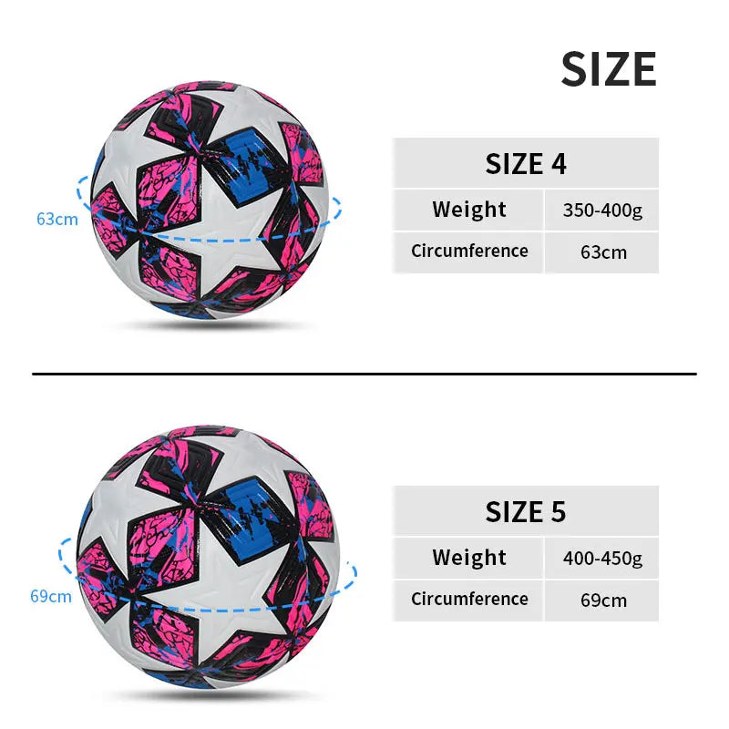 Professional Size 4 & 5 Seamless PU Soccer Ball – High-Quality Match & Training Football for Outdoor Sports