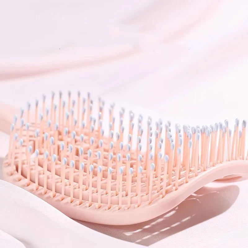 Elastic Hollow Out Massage Hair Comb – Detangling Brush for Fast Blow Drying & Scalp Stimulation, 1Pc Styling Tool