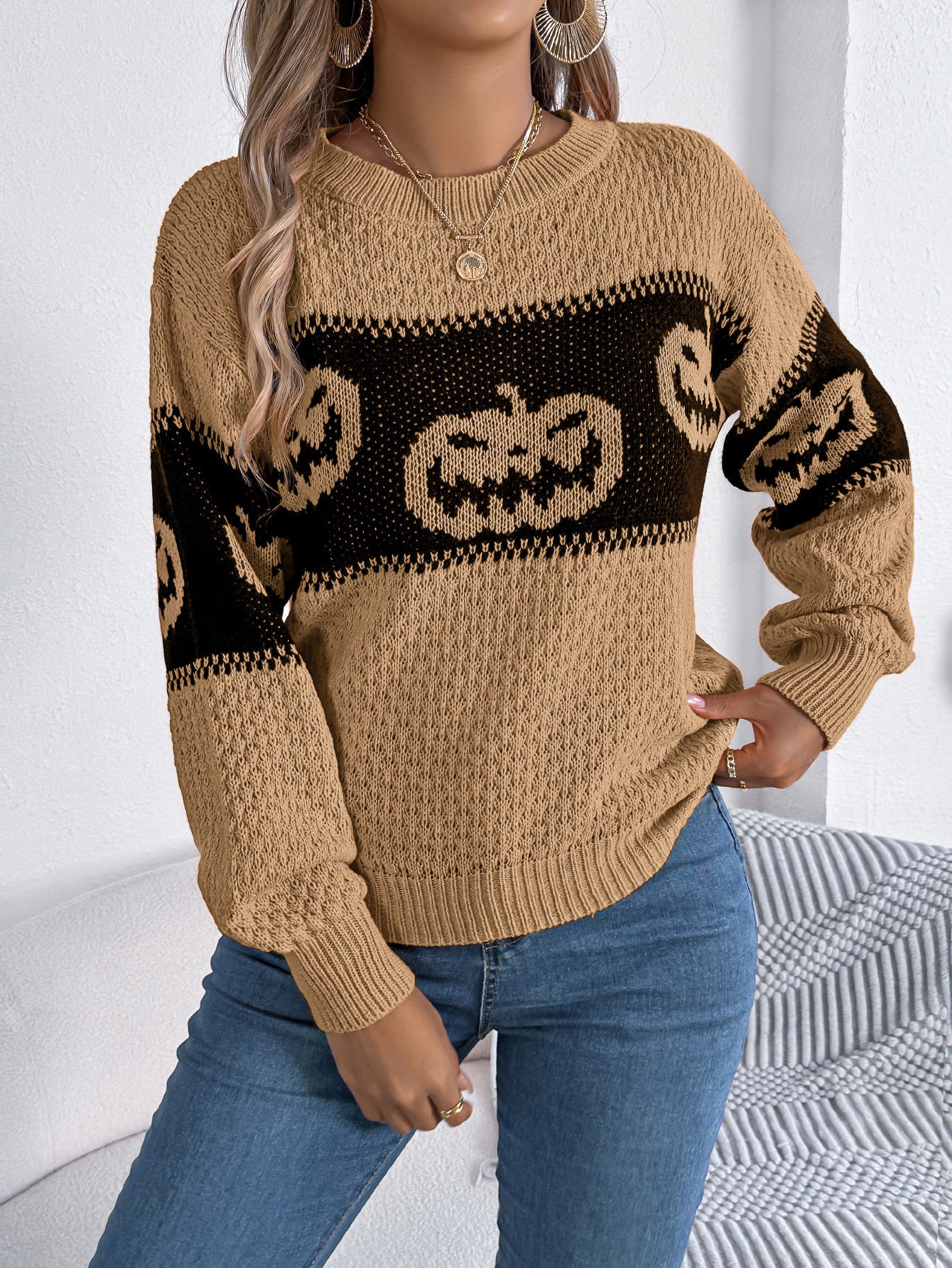 Halloween Pumpkin Pullover Sweater
