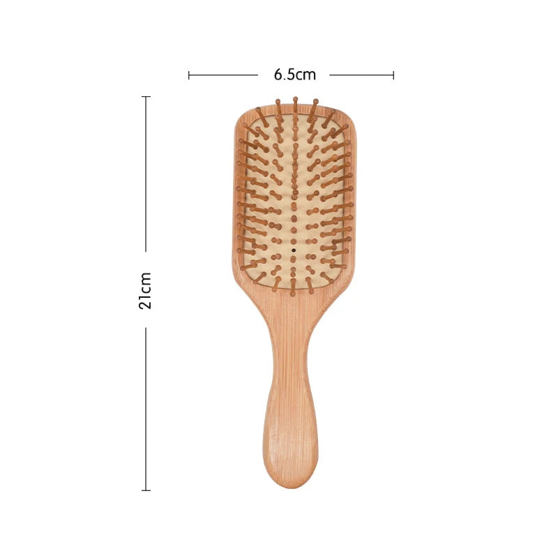 1PC Natural Bamboo Paddle Hair Brush – Anti-Hair Loss Massage Comb for Healthy Scalp & Hair Care, Wooden Detangling Brush