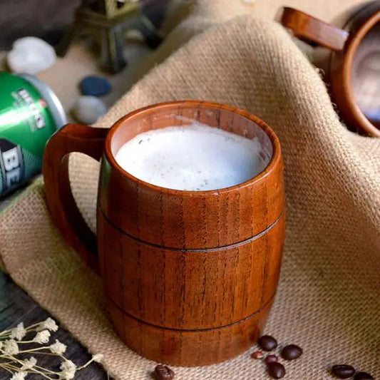 Rustic Wooden Mug – 100–300ml Barrel Tankard for Tea, Coffee & More | Vintage Drinkware for Home