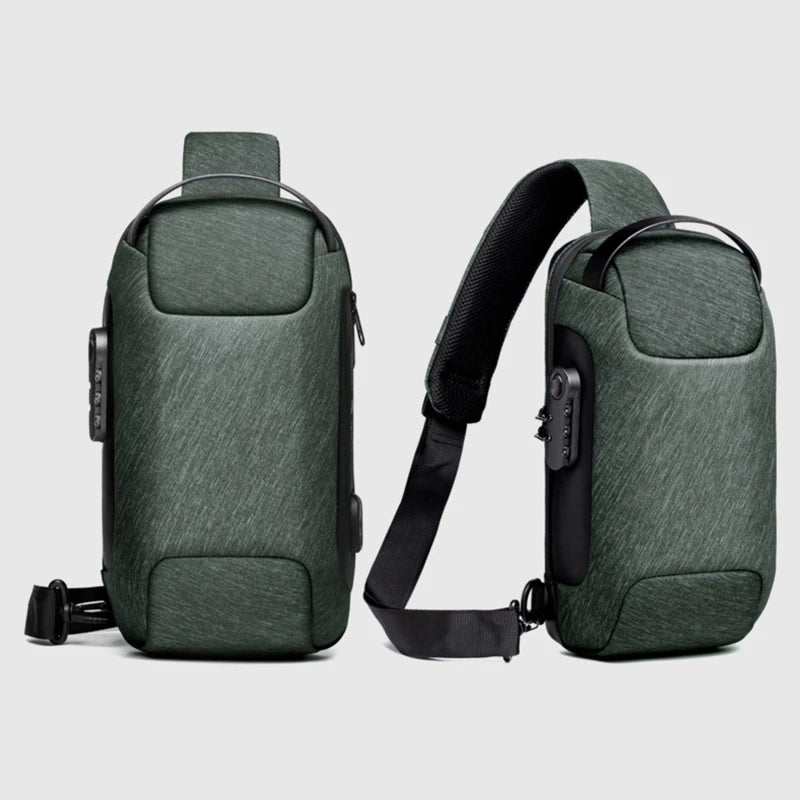 Anti-Theft USB Crossbody Chest Bag – Waterproof Oxford Travel Sling Pack