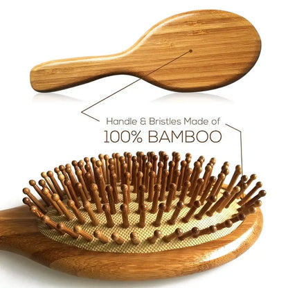1PC Natural Bamboo Paddle Hair Brush – Anti-Hair Loss Massage Comb for Healthy Scalp & Hair Care, Wooden Detangling Brush