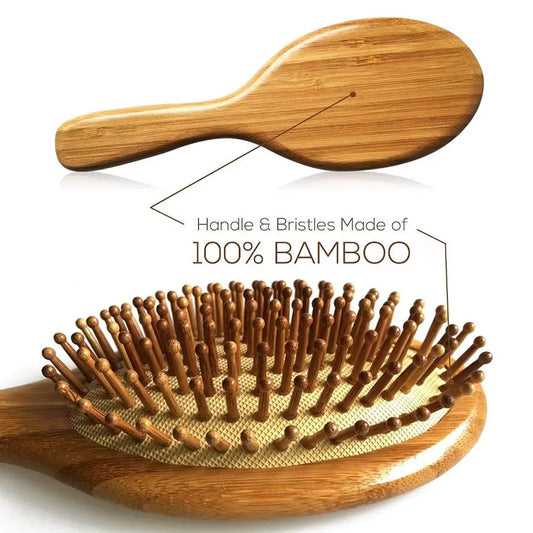 1PC Natural Bamboo Paddle Hair Brush – Anti-Hair Loss Massage Comb for Healthy Scalp & Hair Care, Wooden Detangling Brush