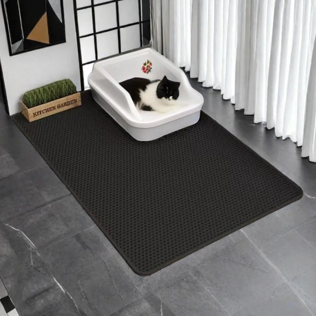 Double-Layer Cat Litter Mat – Non-Slip, Waterproof & Durable Mat for Trapping Litter – Ideal for Use Under Cat Litter Boxes