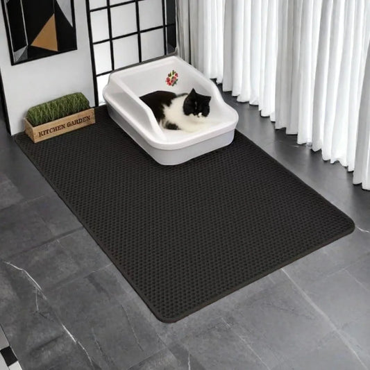Double-Layer Cat Litter Mat – Non-Slip, Waterproof & Durable Mat for Trapping Litter – Ideal for Use Under Cat Litter Boxes