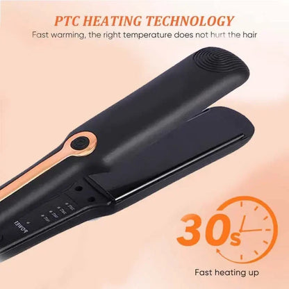 2-in-1 Negative Ion Hair Straightener & Curling Iron – Ceramic Wide Plate Flat Iron, Adjustable Temperature, Frizz-Free Styling