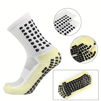 6 Pairs Professional Non-Slip Silicone Grip Football Socks – Breathable Sports Socks for Men & Women, Ideal for Soccer & Outdoor Activities