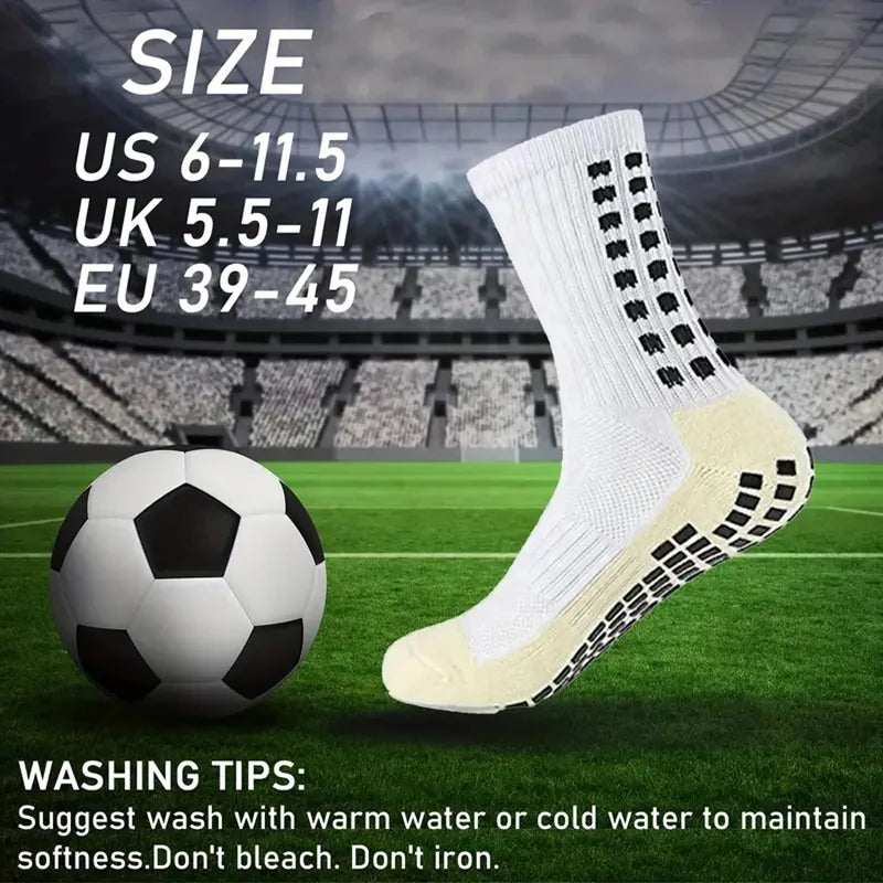 6 Pairs Professional Non-Slip Silicone Grip Football Socks – Breathable Sports Socks for Men & Women, Ideal for Soccer & Outdoor Activities