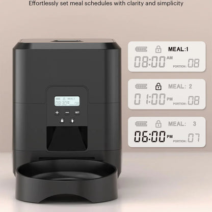 Smart Automatic Pet Feeder – Timed, Portion-Controlled Food Dispenser for Cats and Dogs with Built-in Slow Feeding Bowl