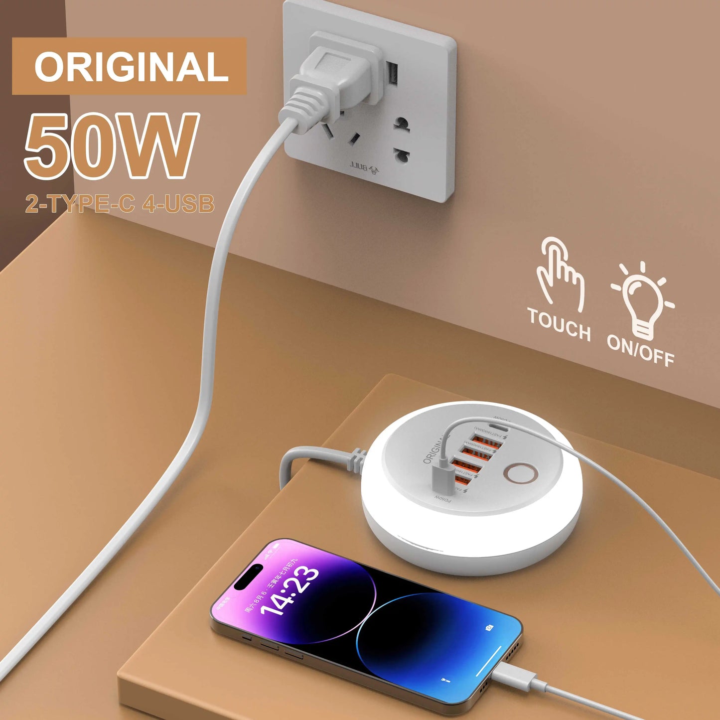 50W 6-Port USB Fast Charging Station – Quick Charge 3.0 for iPhone, Samsung, Xiaomi & More
