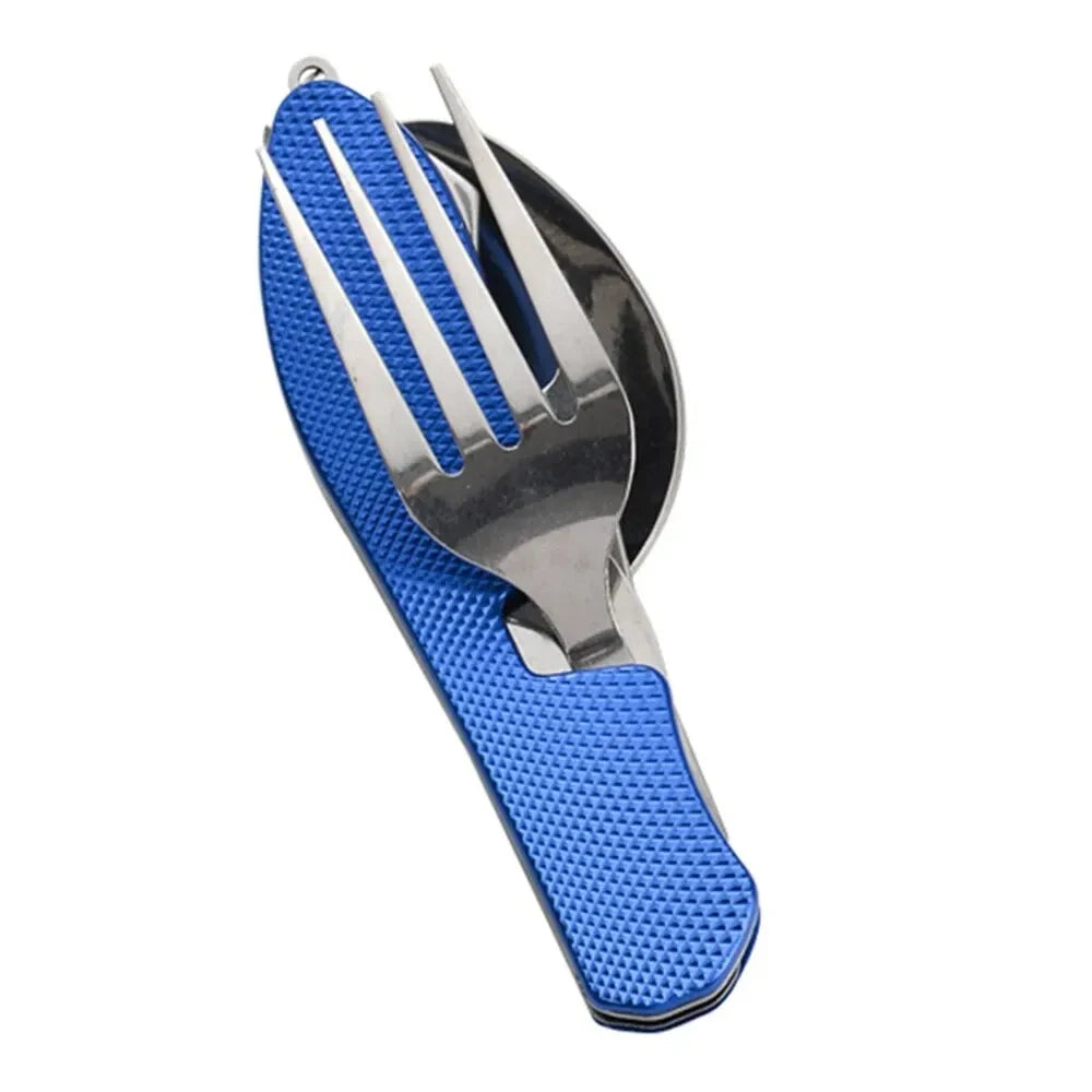 Foldable Camping Utensil Set – 3-in-1 Stainless Steel Knife, Fork & Spoon Combo for Hiking, Picnic & Outdoor Travel
