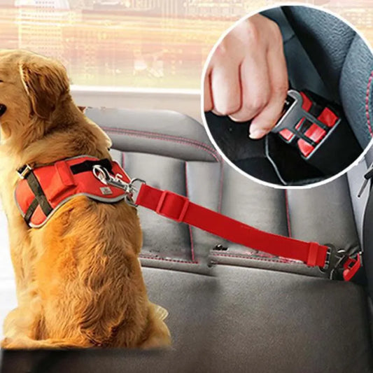Adjustable Pet Car Safety Seat Belt – Dacron Harness Leash for Small & Medium Dogs, Travel Restraint with Universal Buckle