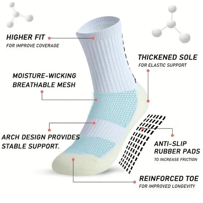 6 Pairs Professional Non-Slip Silicone Grip Football Socks – Breathable Sports Socks for Men & Women, Ideal for Soccer & Outdoor Activities