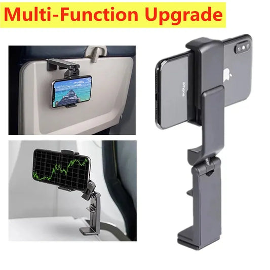 Foldable Airplane Phone Holder – 360° Rotating Travel Stand for Desk, Flight, Train & More