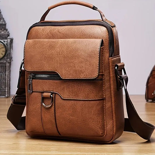 PU Leather Shoulder Bag – Business Crossbody Messenger Bag for 9.7” iPad & Travel Essentials