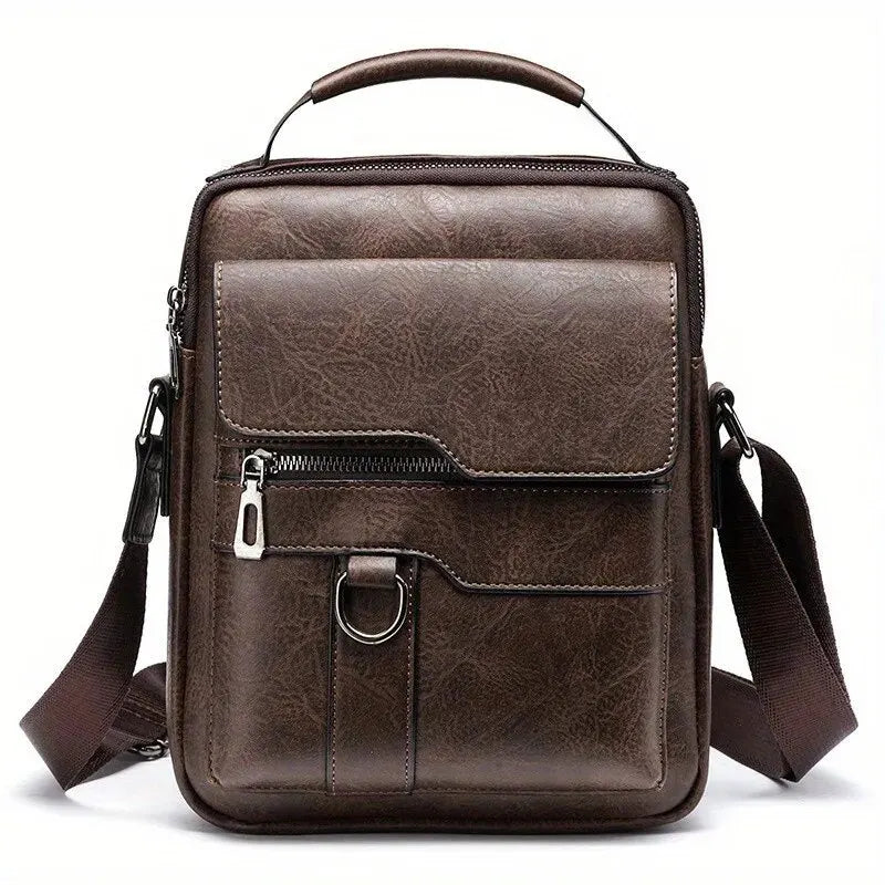 PU Leather Shoulder Bag – Business Crossbody Messenger Bag for 9.7” iPad & Travel Essentials