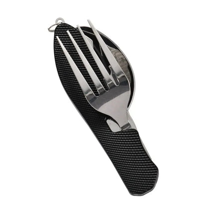 Foldable Camping Utensil Set – 3-in-1 Stainless Steel Knife, Fork & Spoon Combo for Hiking, Picnic & Outdoor Travel