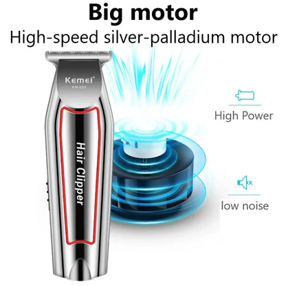 Kemei KM-032 Professional Hair Clipper & Beard Trimmer – USB Rechargeable, Wet & Dry Use, Cordless Grooming Kit for Men