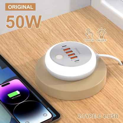 50W 6-Port USB Fast Charging Station – Quick Charge 3.0 for iPhone, Samsung, Xiaomi & More