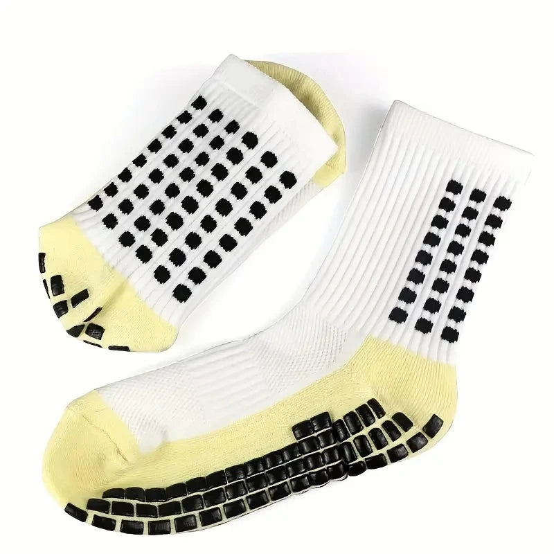 6 Pairs Professional Non-Slip Silicone Grip Football Socks – Breathable Sports Socks for Men & Women, Ideal for Soccer & Outdoor Activities