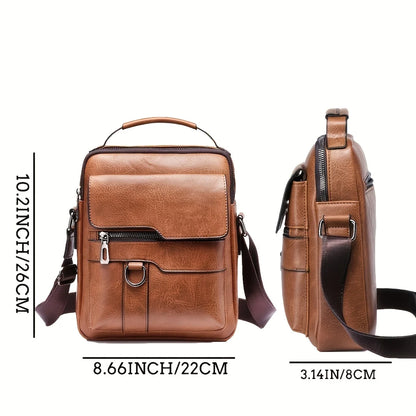 PU Leather Shoulder Bag – Business Crossbody Messenger Bag for 9.7” iPad & Travel Essentials