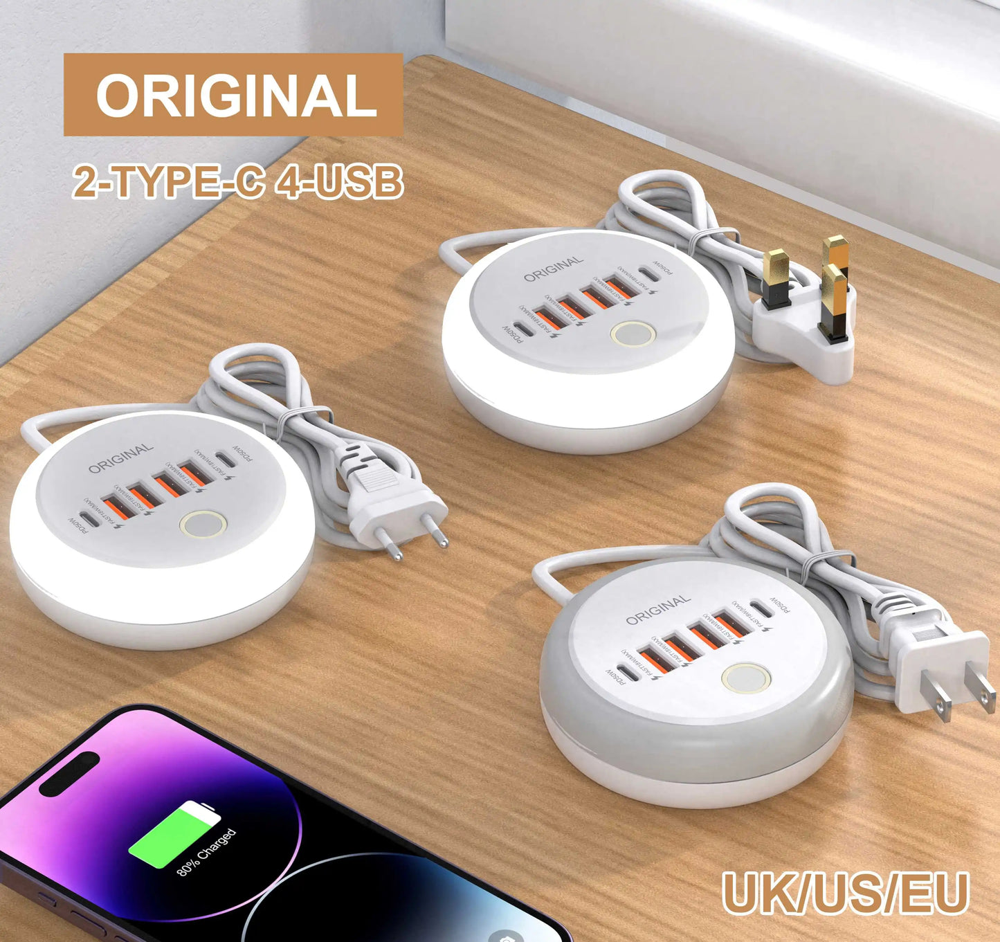 50W 6-Port USB Fast Charging Station – Quick Charge 3.0 for iPhone, Samsung, Xiaomi & More