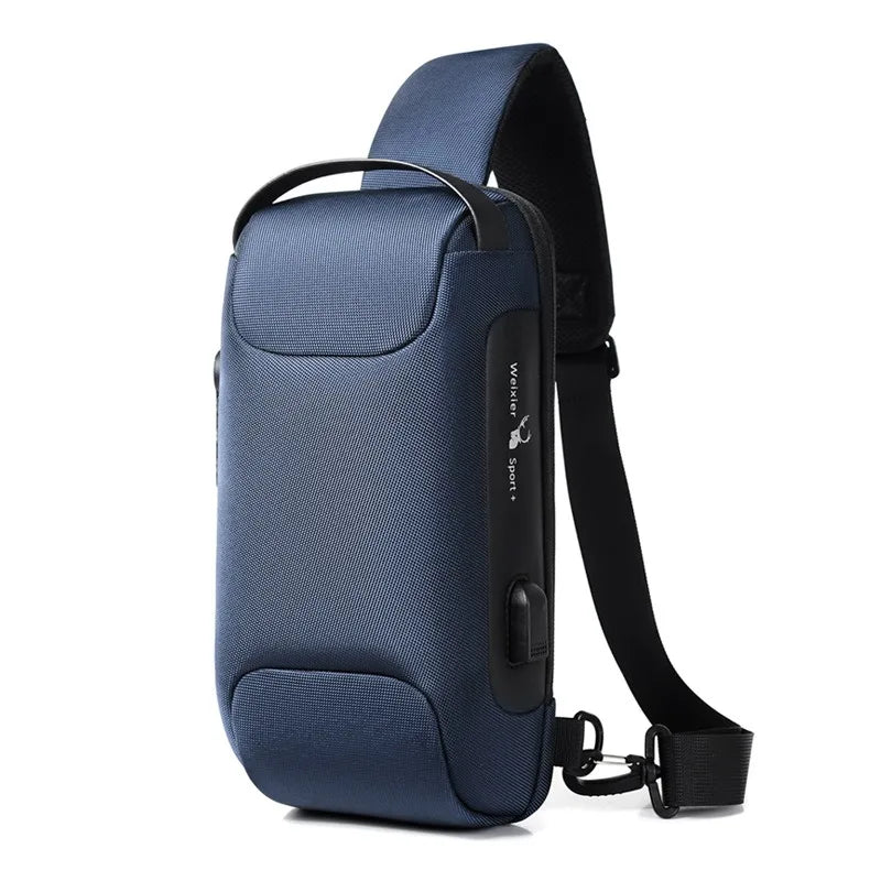 Anti-Theft USB Crossbody Chest Bag – Waterproof Oxford Travel Sling Pack