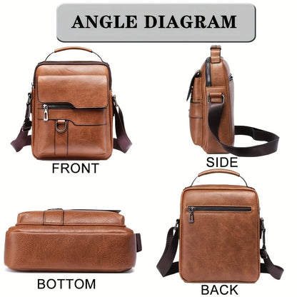 PU Leather Shoulder Bag – Business Crossbody Messenger Bag for 9.7” iPad & Travel Essentials