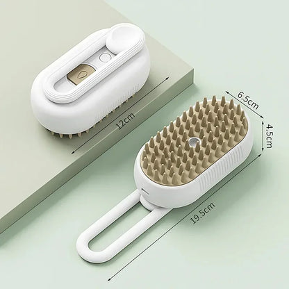 3-in-1 Electric Pet Steam Brush – Grooming Comb with Spray, Massage & Hair Removal for Cats and Dogs, Retractable Handle Design